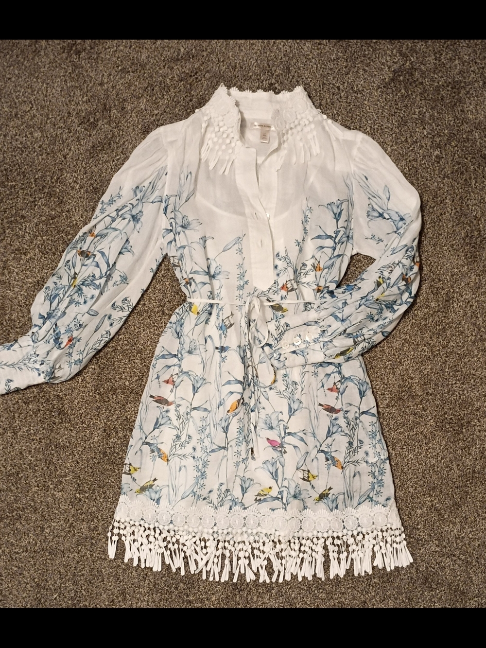 Banana Republic "Ramy"Botanical Bird Print Popover  Size XS